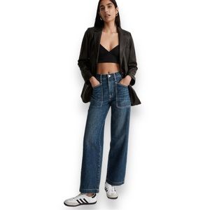 NWT Madewell Perfect Vintage Wide-Leg Selvedge Jean in Graythorn Wash Size 28